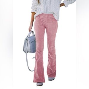 Pink Corduroy Flare Pants
